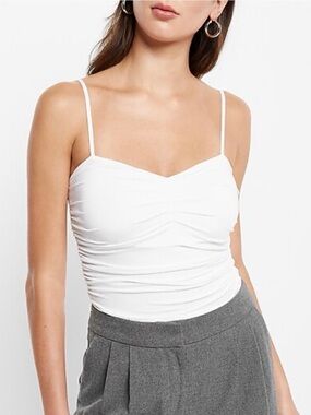 NWT Express White Ruched One-Piece Bodysuit